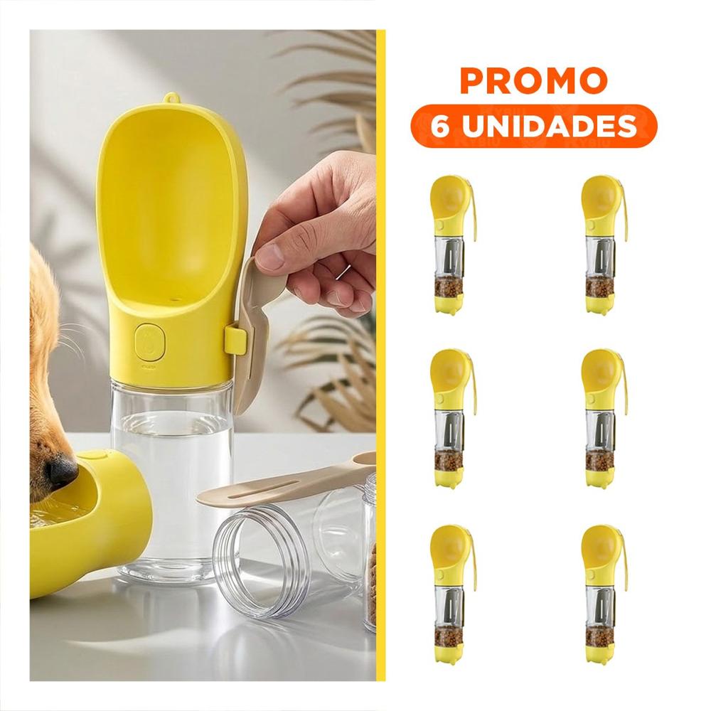 Pack6 Sistema Portatil 4 en 1 Dispensador con Bolsita Amarillo Mediano
