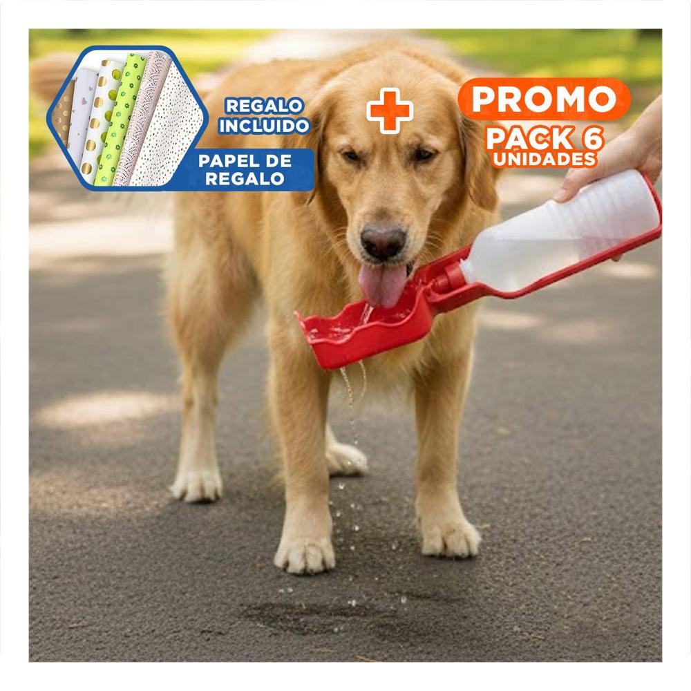 Pack6 Deposito Compacto Rojo para Mascota con Funcion Practica en Salidas Y+Papel Regalo
