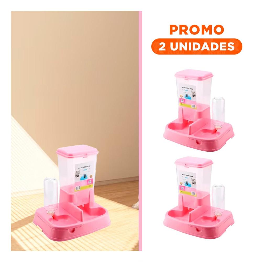 Pack2 Modulo de Comida y Bebida Rosado para Mascota Comodo y Seguro