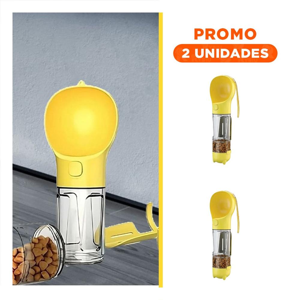 Pack2 Contenedor Portatil 4 en 1 Dispensador con Bolsita Amarillo Mediano