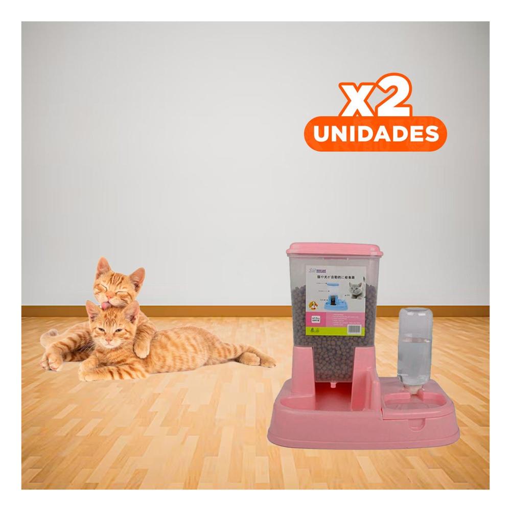 Pack2 Modulo de Comida y Bebida para Mascota Rosado Estable y Seguro Y+Regalo Sticker