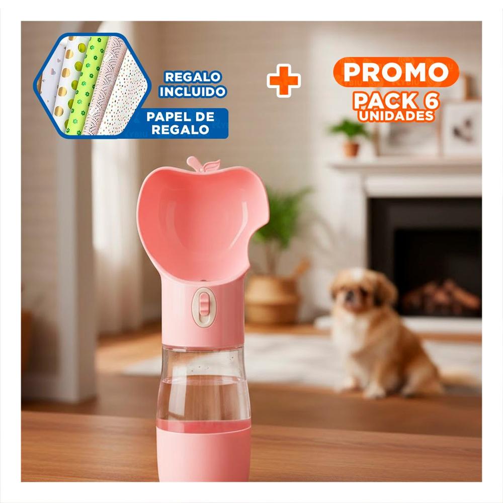 Pack6 Envase Compacto Rosado Tipo Manzana Y+Papel Regalo