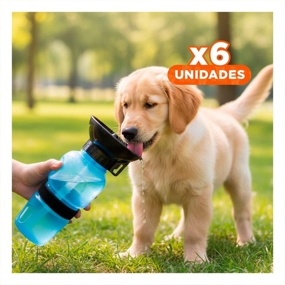 Pack6 Botella Azul Aqua Dog para Mascota con Diseno Portatil Y+Regalo Sticker