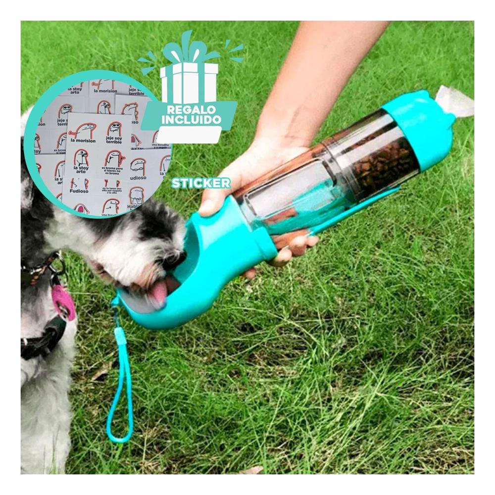 Accesorio 4 en 1 Dispensador con Bolsita Celeste Mediano para Uso Exterior Y+Regalo Sticker