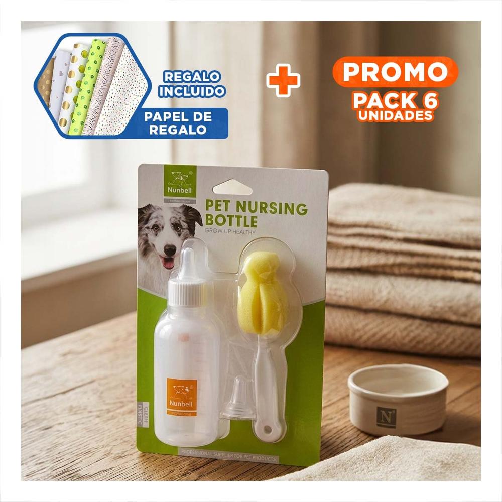 Pack6 Dispensador Portatil 120ml Transparente para Leche Animal Y+Papel Regalo