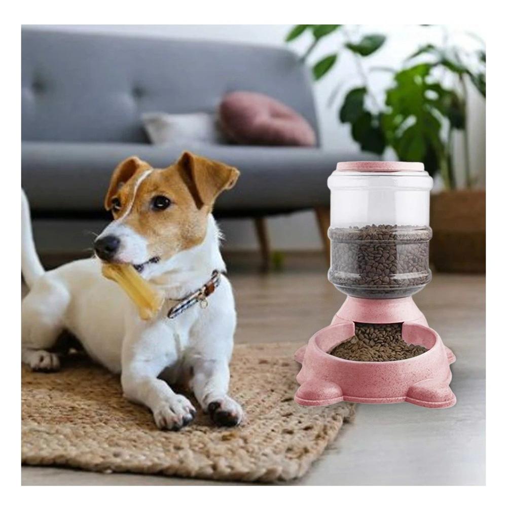 Bebedero para Perro Plomo Circular con Bidon Plastico Rosado