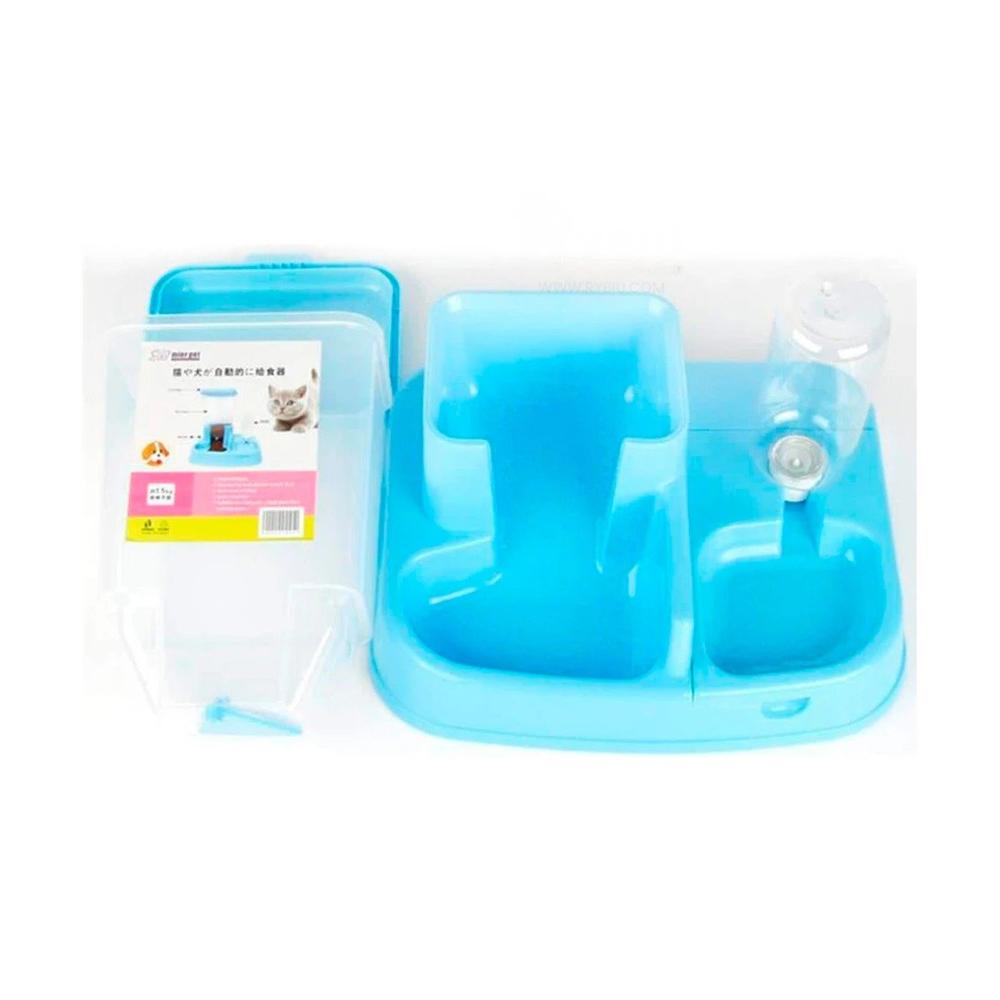 Alimentador Doble para Mascota Celeste Durable y Estable Firme Y+Papel Regalo
