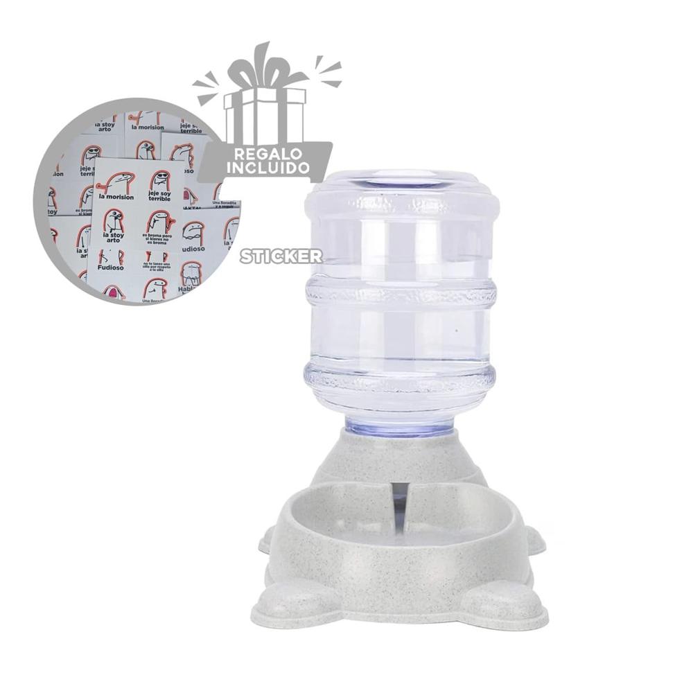 Estacion de Agua para Perro Circular con Bidon de Plastico Plomo Y+Regalo Sticker