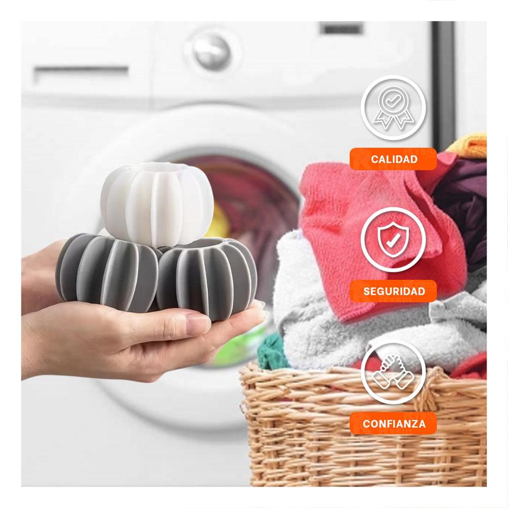 Bolitas Deserredante De Ropa 6 Pzs Blanco Y Plomo Para Lavado Mas Rapido Y Facil Y+Ligas Regalo