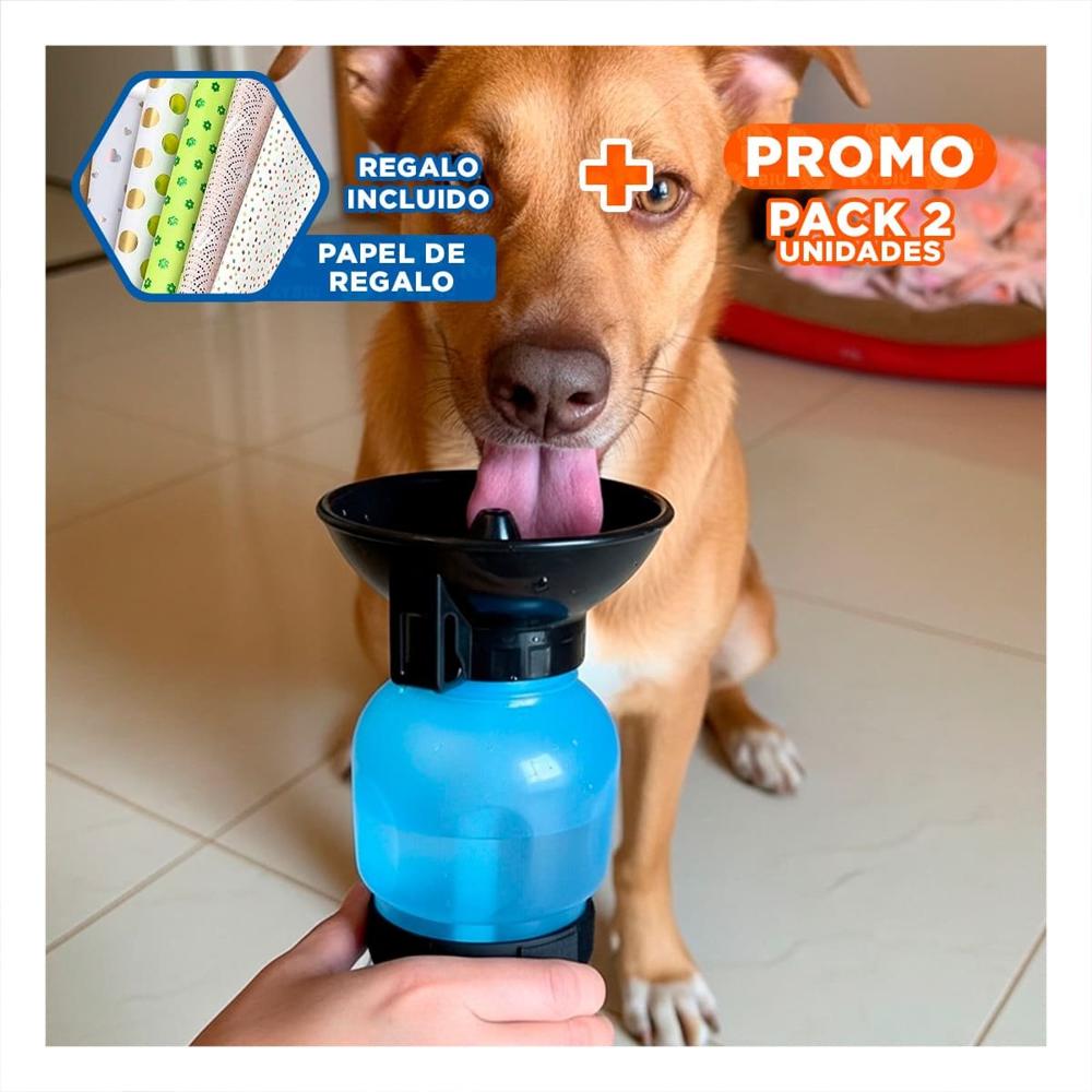 Pack2 Contenedor de Agua para Perro Aqua Dog en Azul Y+Papel Regalo