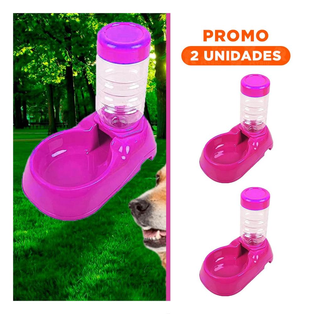 Pack2 Fuente de Agua Rosado para Mascota Comoda y Practica y Resistente