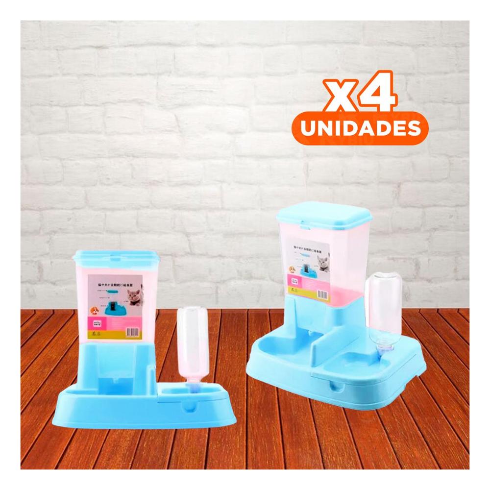 Pack4 Area de Comida y Bebida Celeste para Mascota Firme y Practica Compacta