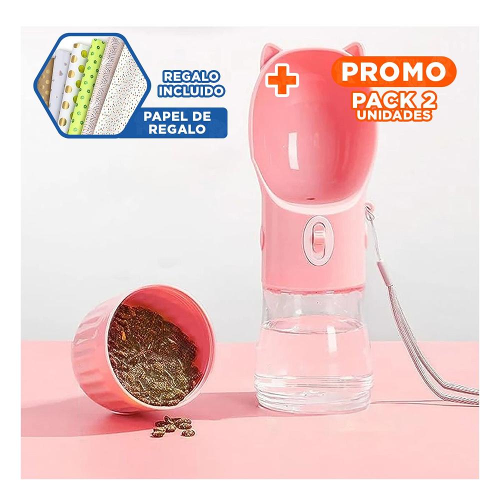 Pack2 Envase Practico Gato Rosado para Cartera Pequena Y+Papel Regalo