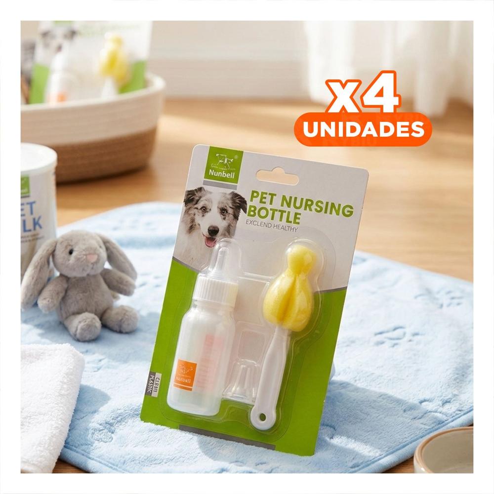 Pack4 Biberon Portatil 120ml Transparente para Mascotas