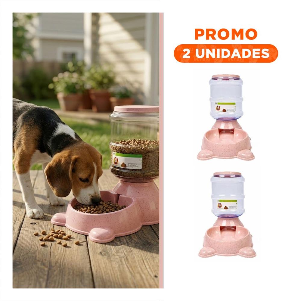 Pack2 Equipo Practico para Perro Plomo Circular con Bidon Plastico Rosado