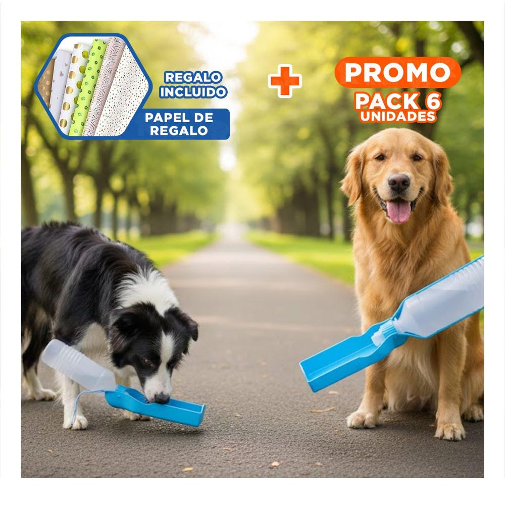Pack6 Deposito Compacto Celeste para Mascota con Funcion Practica en Salidas Y+Papel Regalo