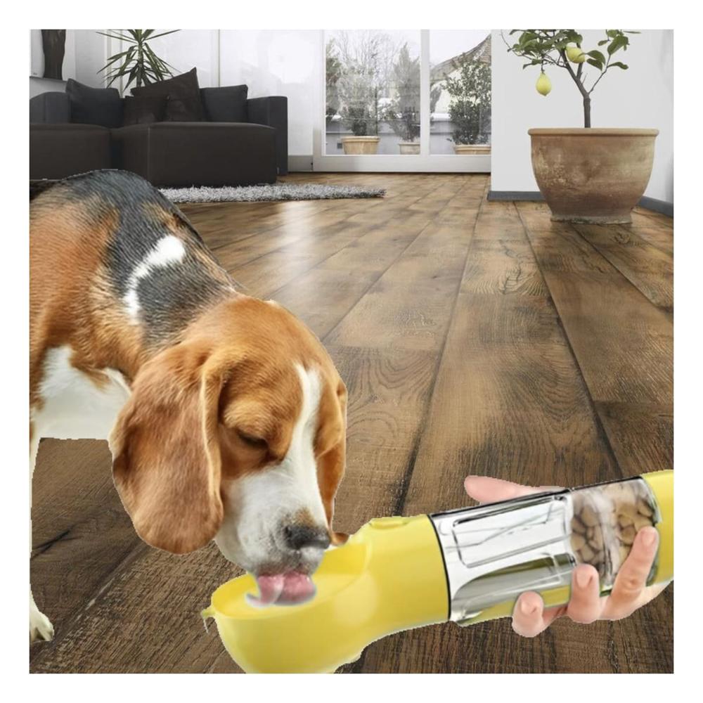 Kit 4 en 1 Dispensador con Bolsita Amarillo Mediano para Mascota