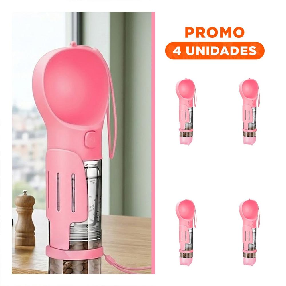 Pack4 Set Portatil 4 en 1 Dispensador con Bolsita Rosado Mediano Y+Regalo Sticker