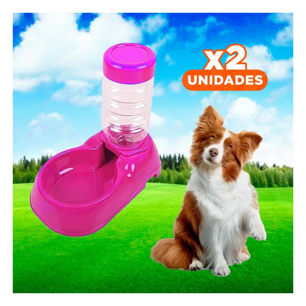 Pack2 Fuente de Agua para Mascota Rosado Firme y Practica y Resistente Y+Regalo Sticker