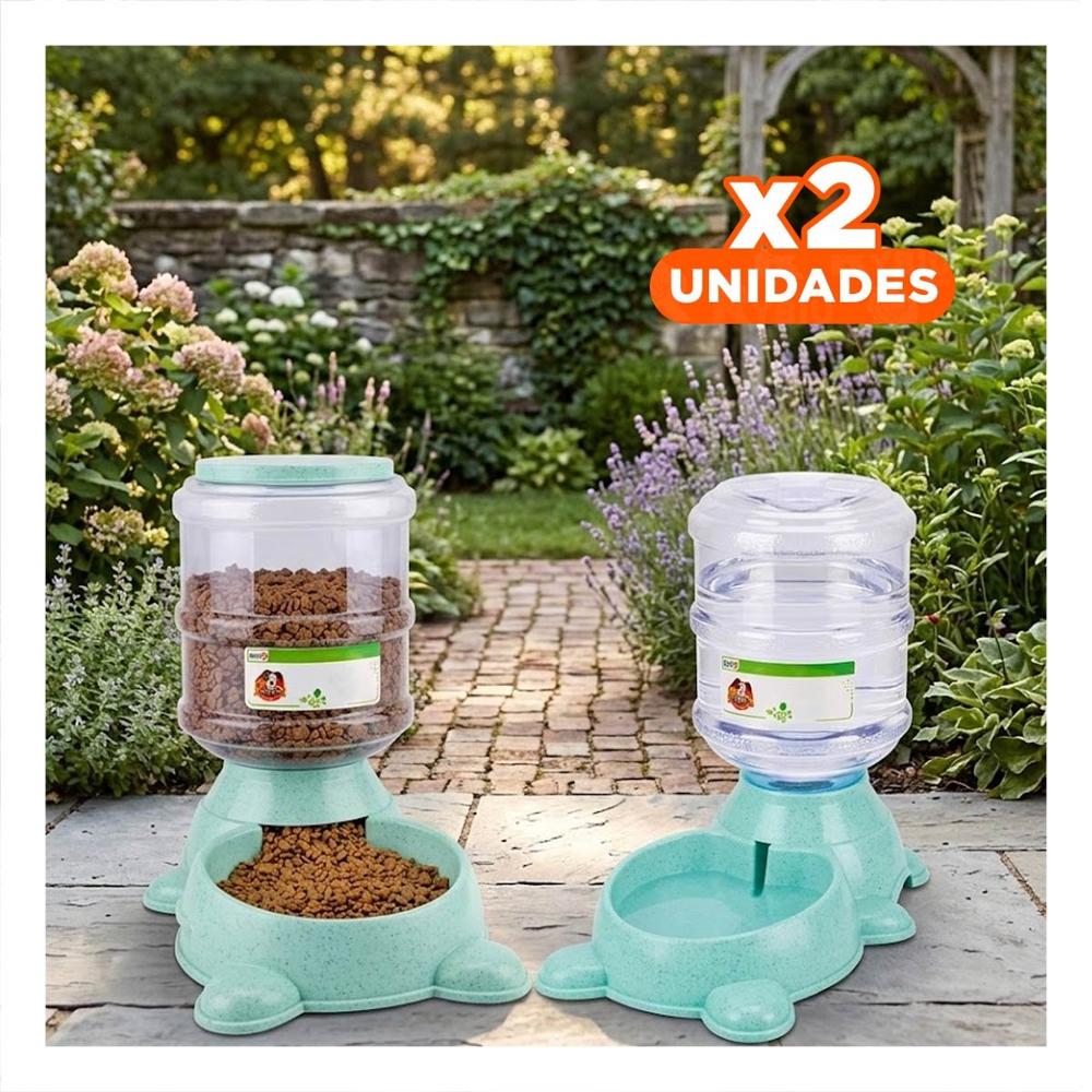 Pack2 Recipiente Practico para Perro Circular con Bidon de Plastico Verde Y+Regalo Sticker