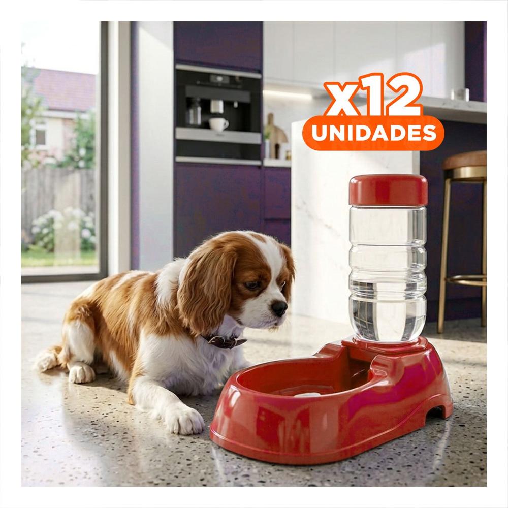 Pack12 Recipiente de Agua para Mascota Rojo Durable y Estable y Firme