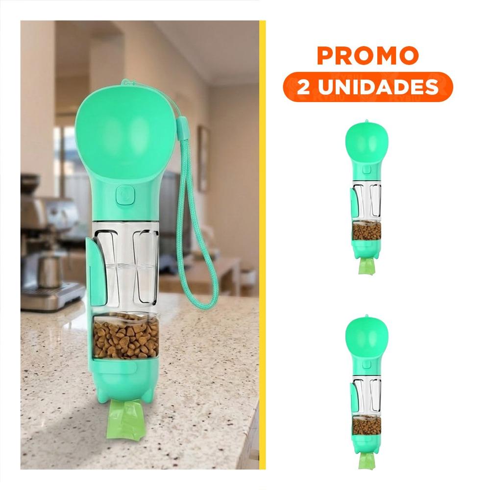 Pack2 Contenedor Portatil 4 en 1 Dispensador con Bolsita Celeste Mediano