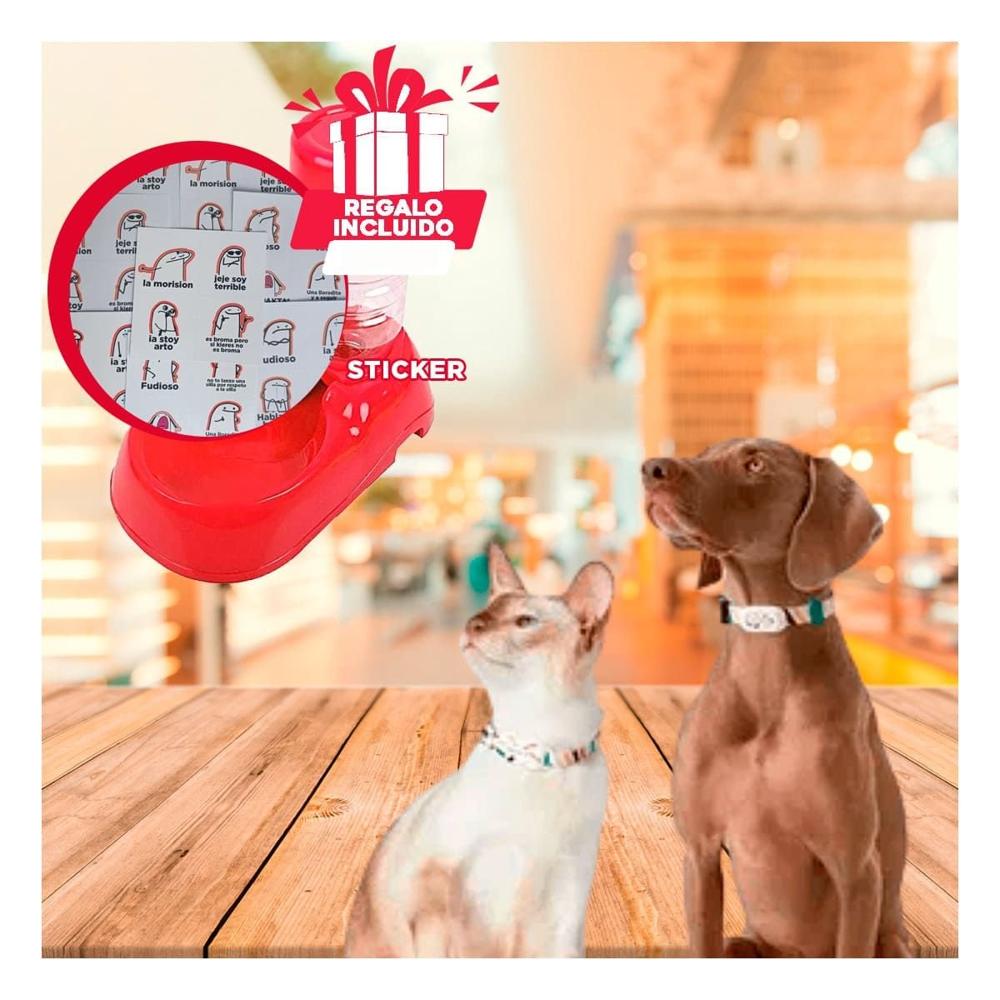 Bebedero Automatico Rojo de Agua para Mascota Practico y Firme Y+Regalo Sticker