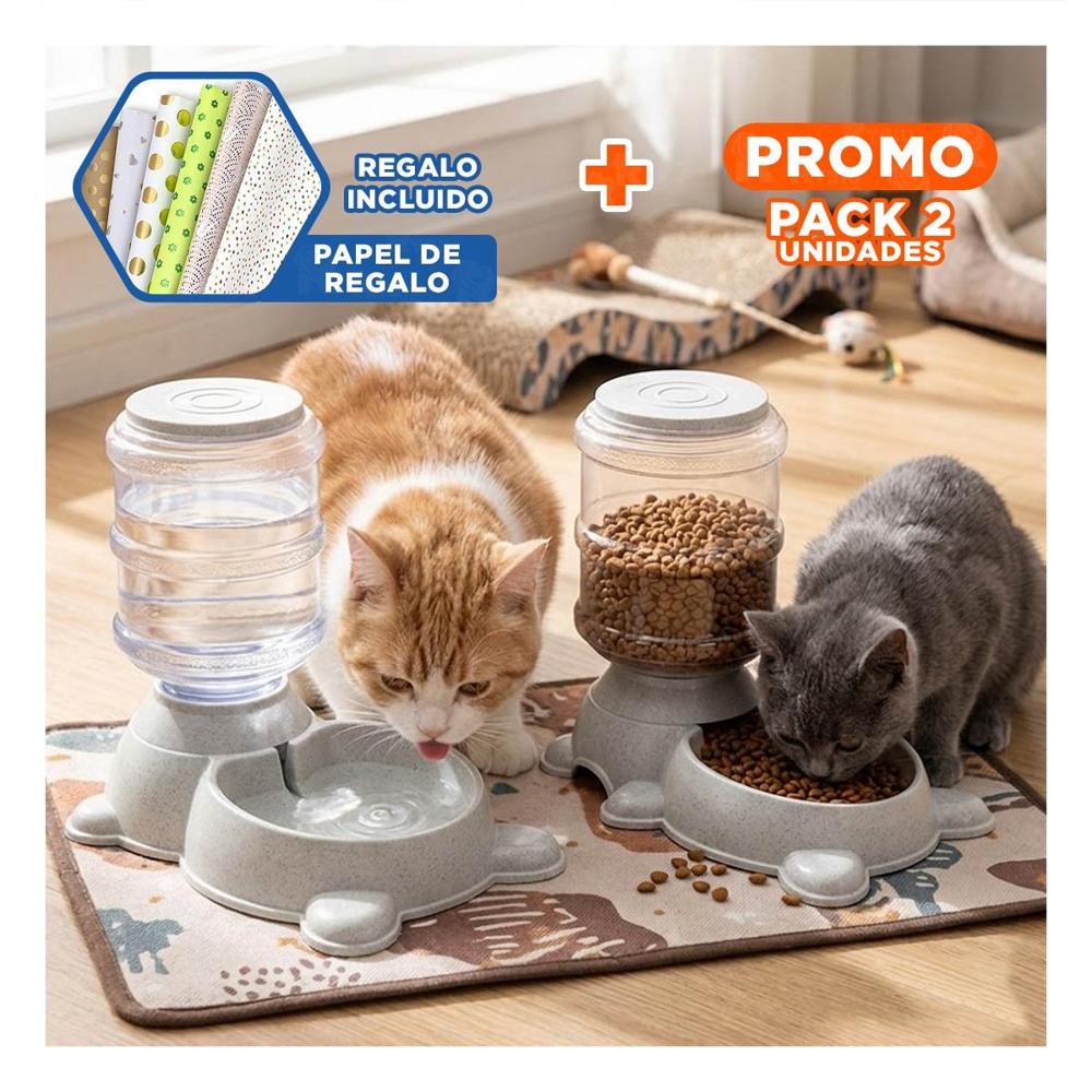 Pack2 Contenedor Practico para Perro Circular con Bidon de Plastico Plomo Y+Papel Regalo