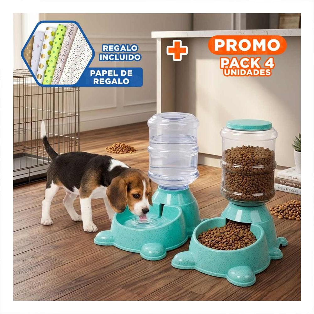 Pack4 Dispensador Practico para Perro Circular con Bidon de Plastico Verde Y+Papel Regalo
