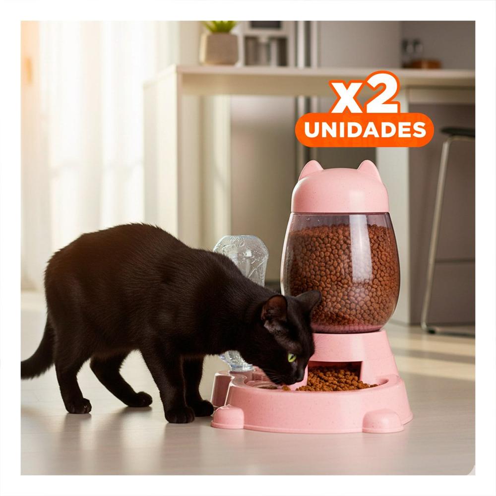Pack2 Tazon Doble Pet Gato Blanco Rosado Comodo Y+Regalo Sticker