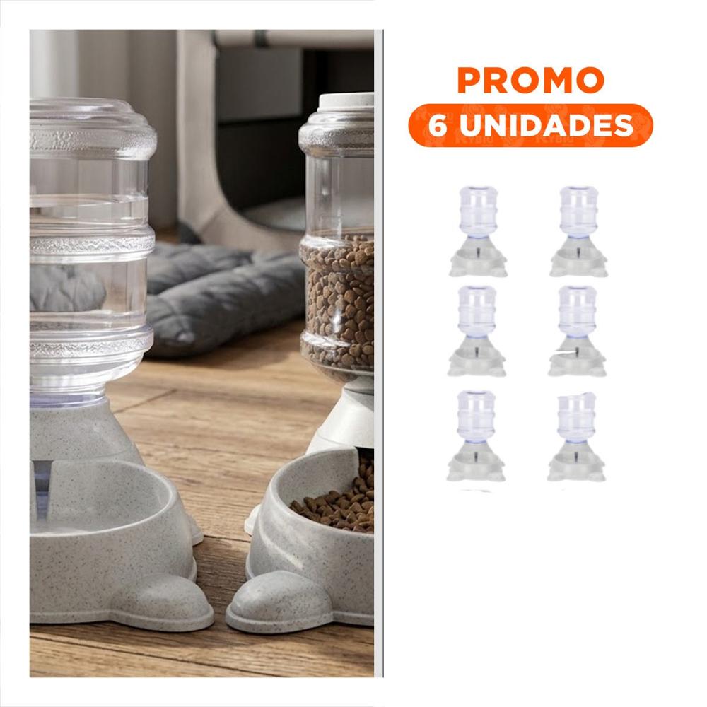 Pack6 Fuente Practica para Perro Circular con Bidon de Plastico Plomo