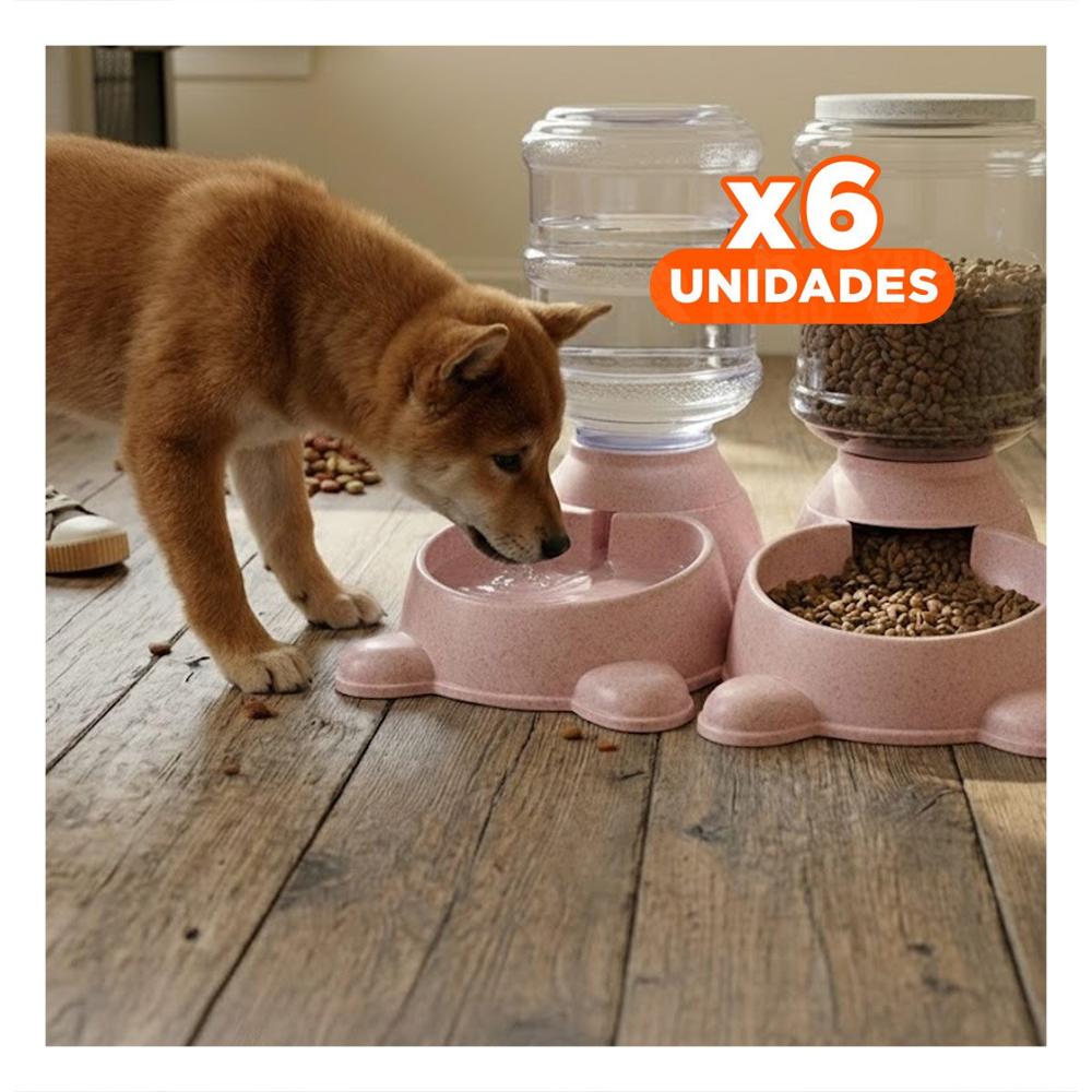Pack6 Linea Clasica para Perro Plomo Circular con Bidon Plastico Rosado Y+Regalo Sticker