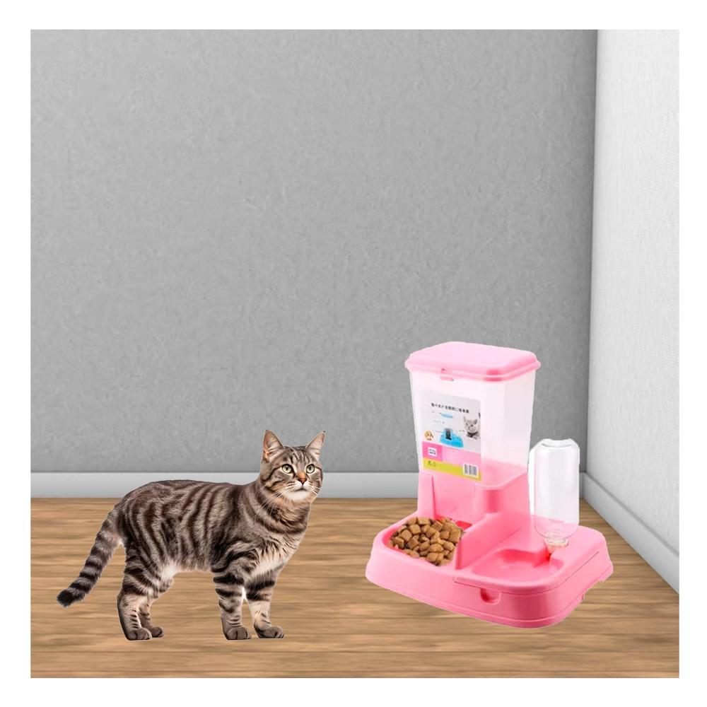 Bebedero Combinado Rosado para Mascota Practico y Resistente Durable