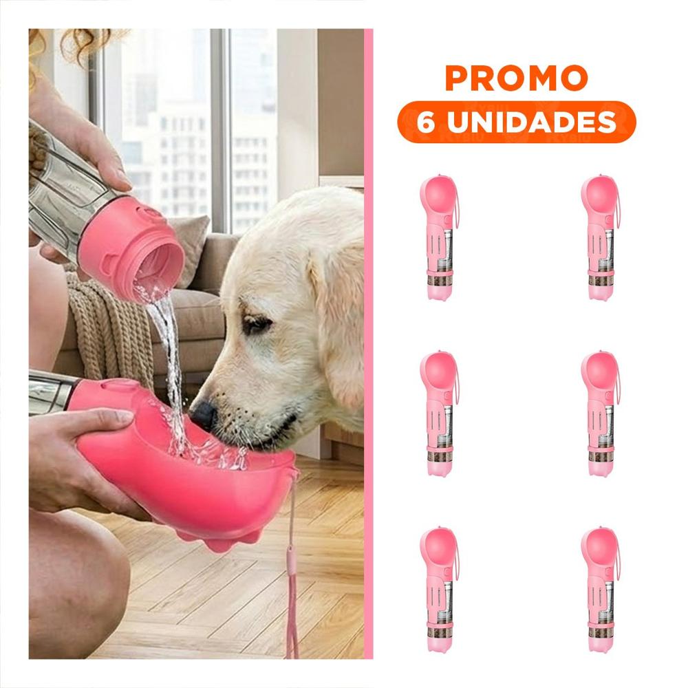 Pack6 Sistema Portatil 4 en 1 Dispensador con Bolsita Rosado Mediano