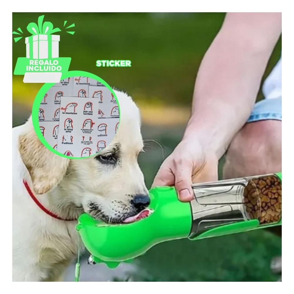 Vaso 4 en 1 Dispensador con Bolsita Verde Mediano Funcional Y+Regalo Sticker