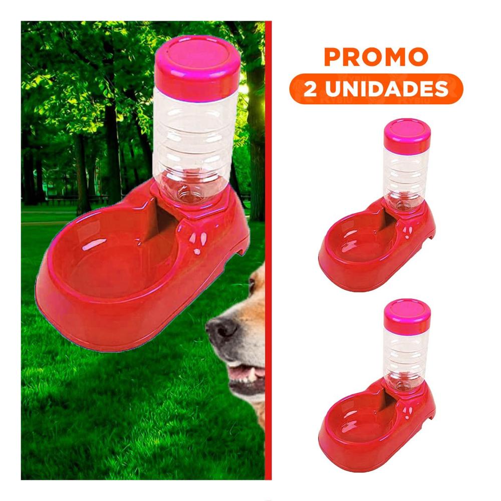 Pack2 Fuente de Agua Rojo para Mascota Comoda y Practica y Resistente