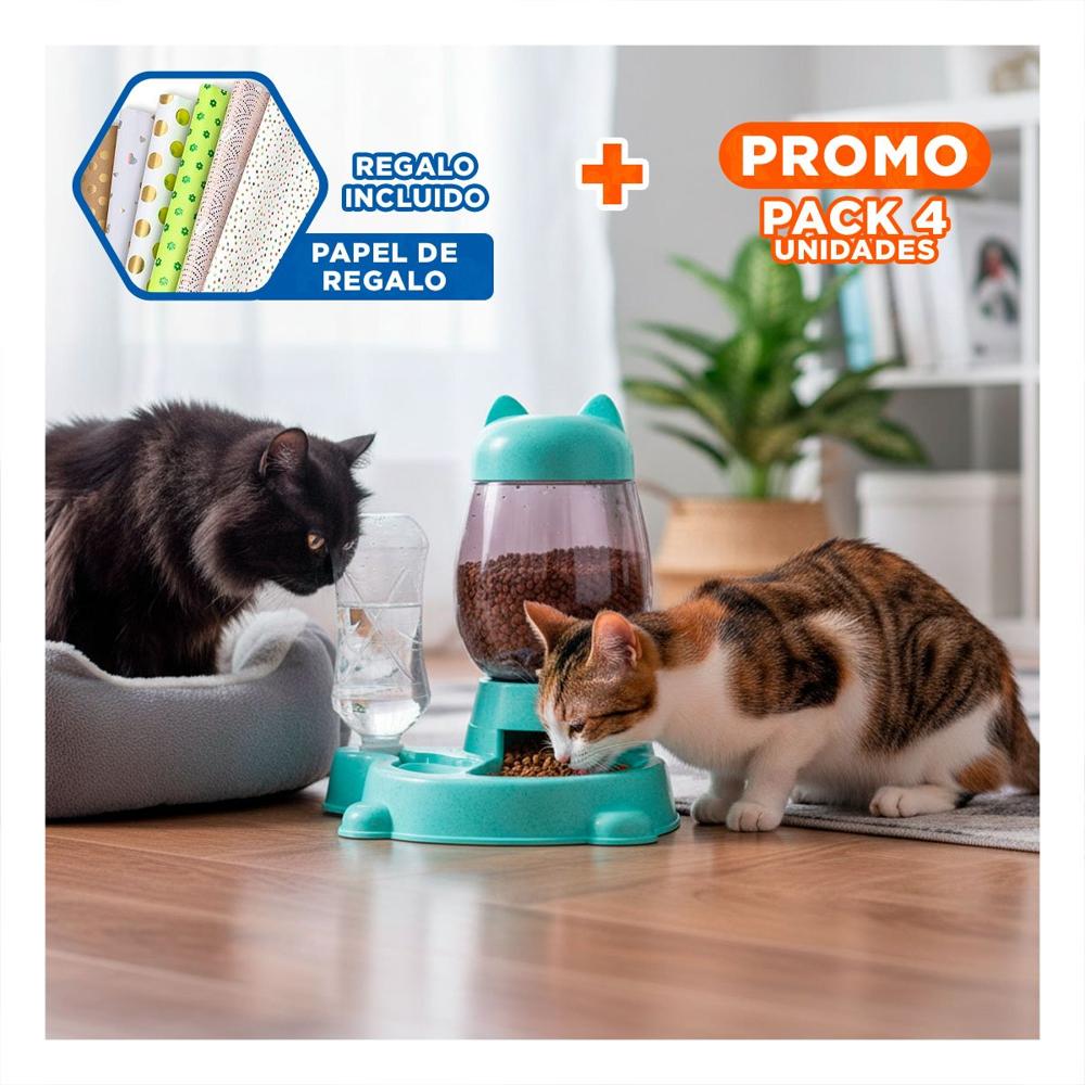 Pack4 Bebida Combinada Pet Gato Blanco Celeste Practico Y+Papel Regalo