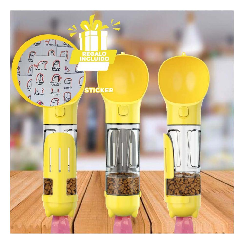 Accesorio 4 en 1 Dispensador con Bolsita Amarillo Mediano para Uso Exterior Y+Regalo Sticker