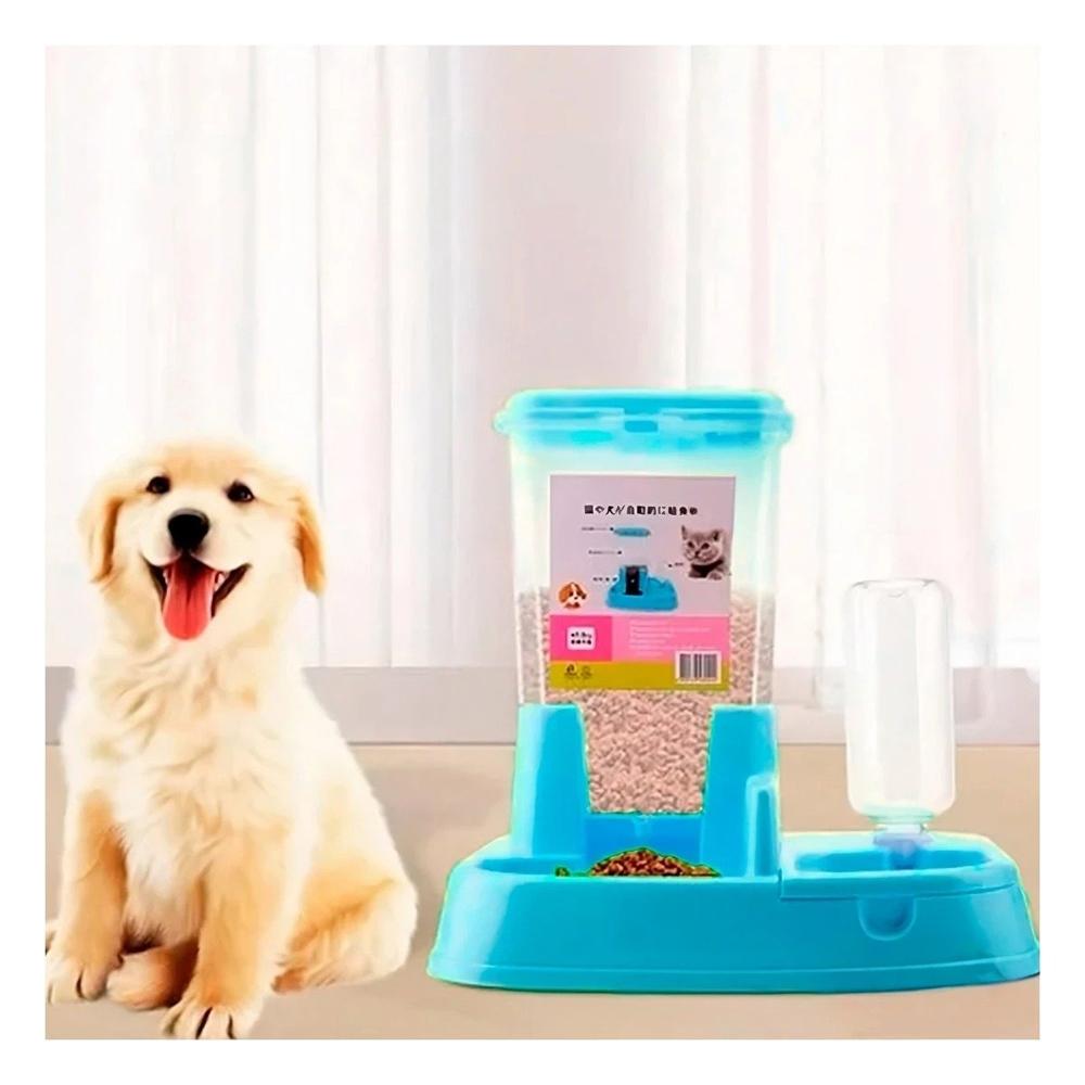 Alimentador Doble Celeste para Mascota Practico y Resistente Durable