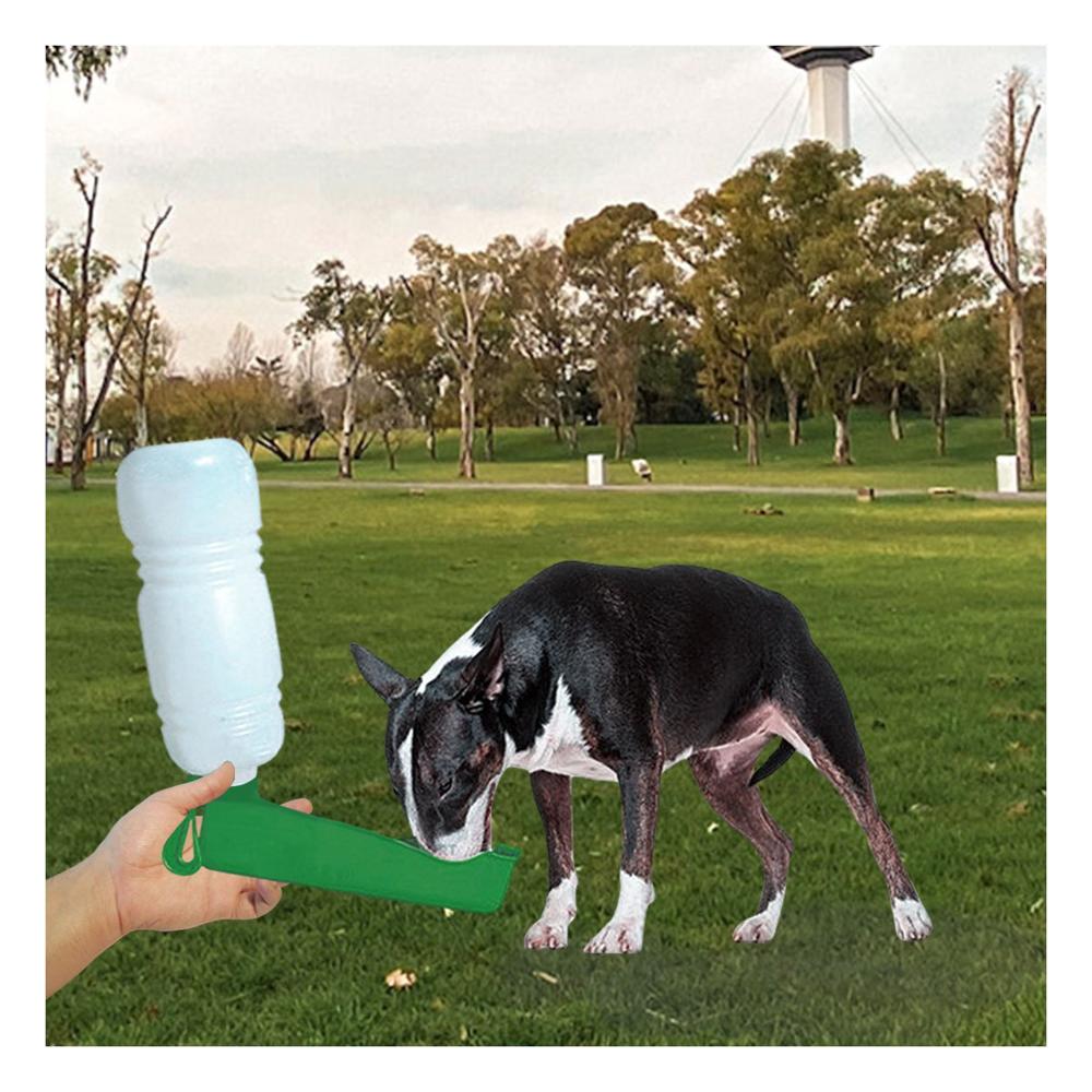Botella Portatil Verde para Mascota con Dispensador Practico para Paseos