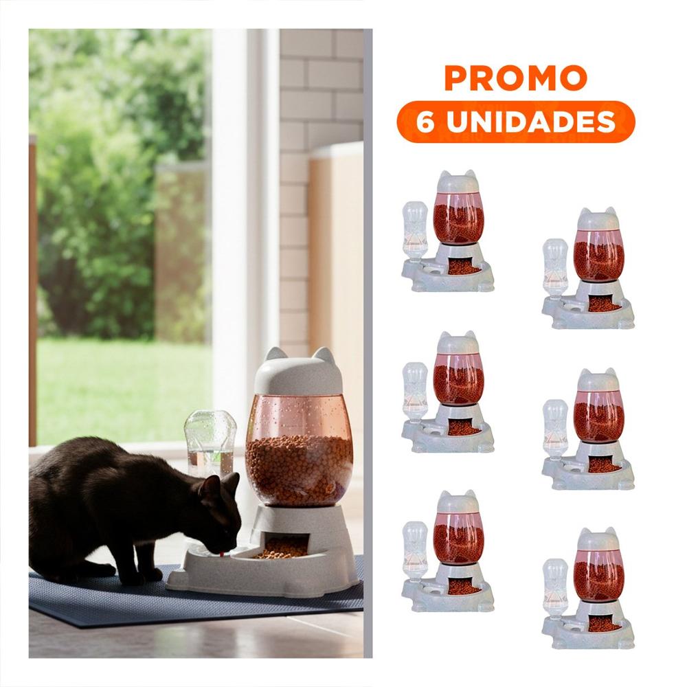 Pack6 Comida Doble Pet Gato Blanco Gris Facil de Limpiar