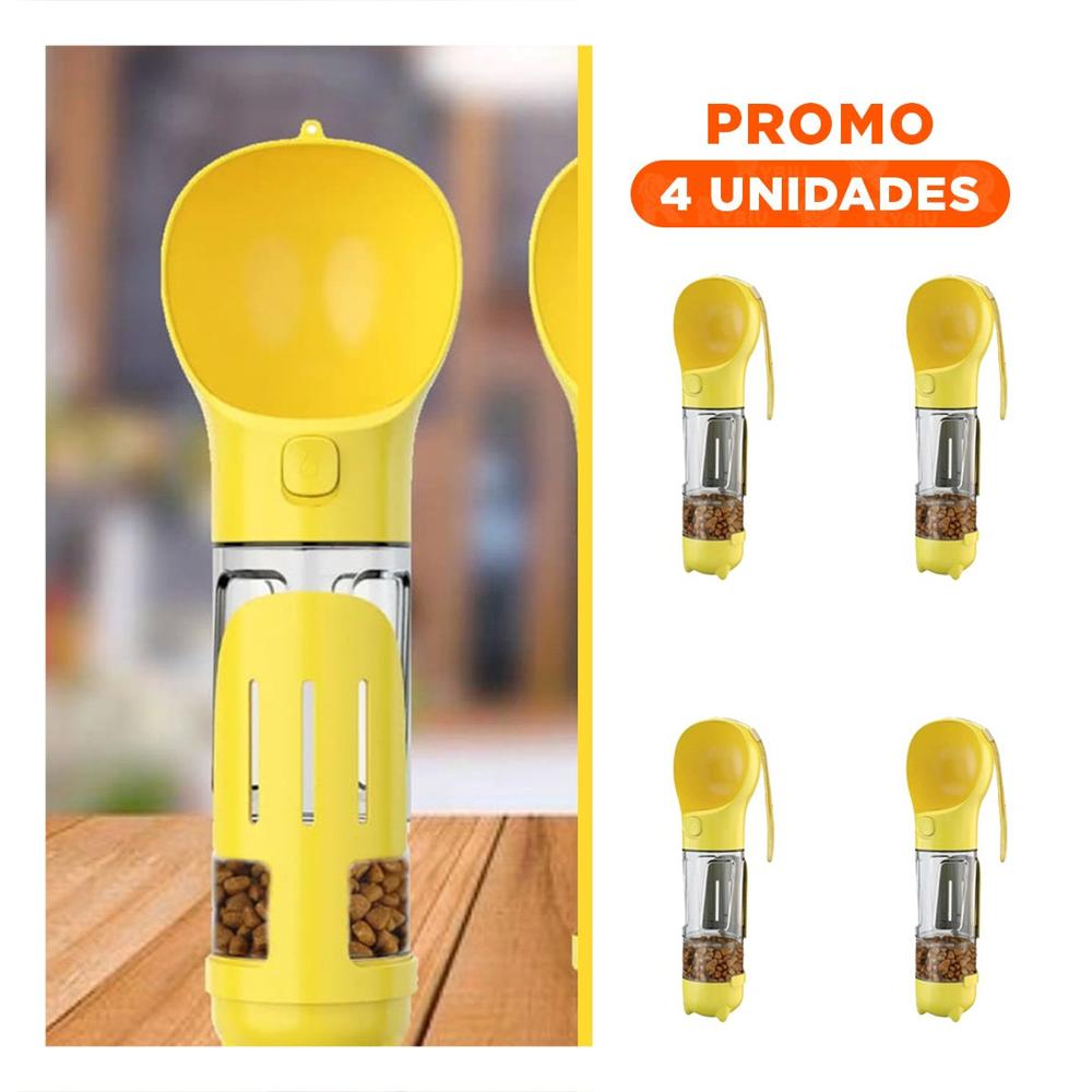 Pack4 Set Portatil 4 en 1 Dispensador con Bolsita Amarillo Mediano Y+Regalo Sticker