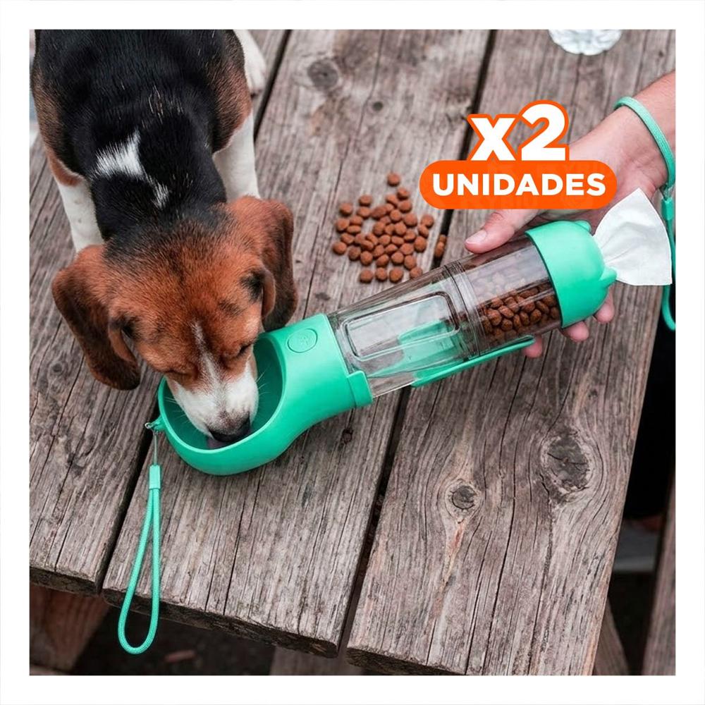 Pack2 Envase Portatil 4 en 1 Dispensador con Bolsita Celeste Mediano Y+Regalo Sticker