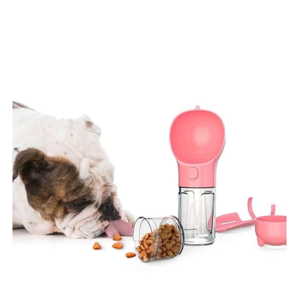 Kit 4 en 1 Dispensador con Bolsita Rosado Mediano para Mascota