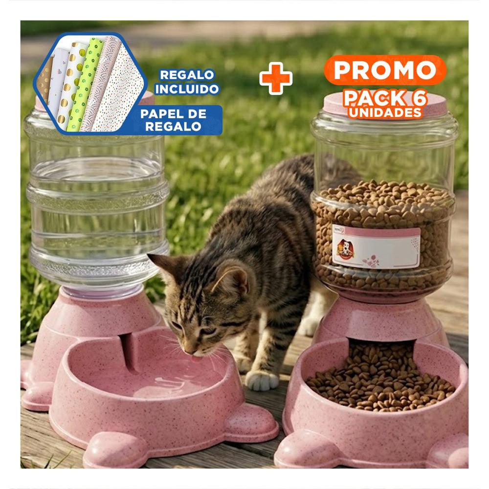 Pack6 Version Moderna para Perro Plomo Circular con Bidon Plastico Rosado Y+Papel Regalo