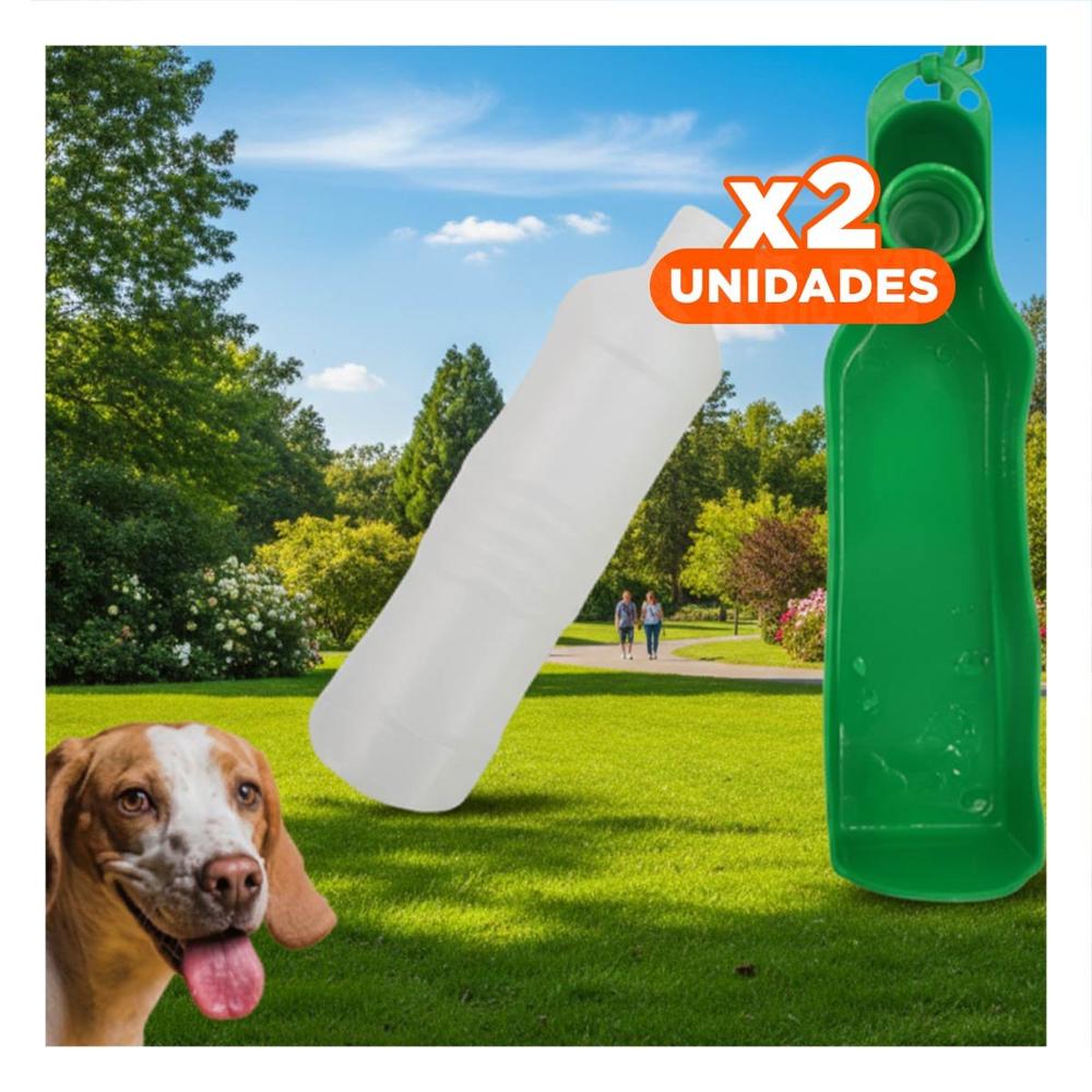 Pack2 Contenedor Compacto Verde para Mascota con Uso Diario en Exteriores Y+Regalo Sticker