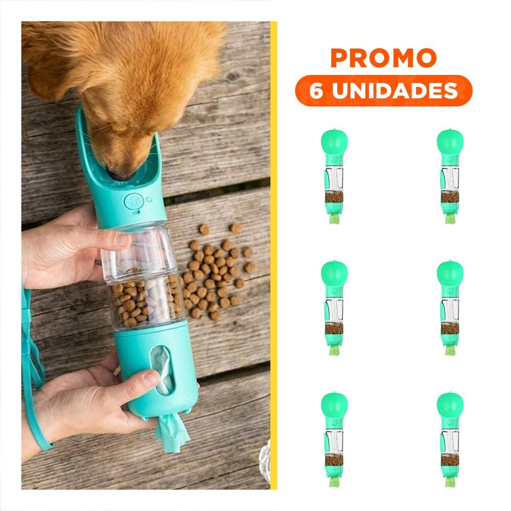 Pack6 Sistema Portatil 4 en 1 Dispensador con Bolsita Celeste Mediano