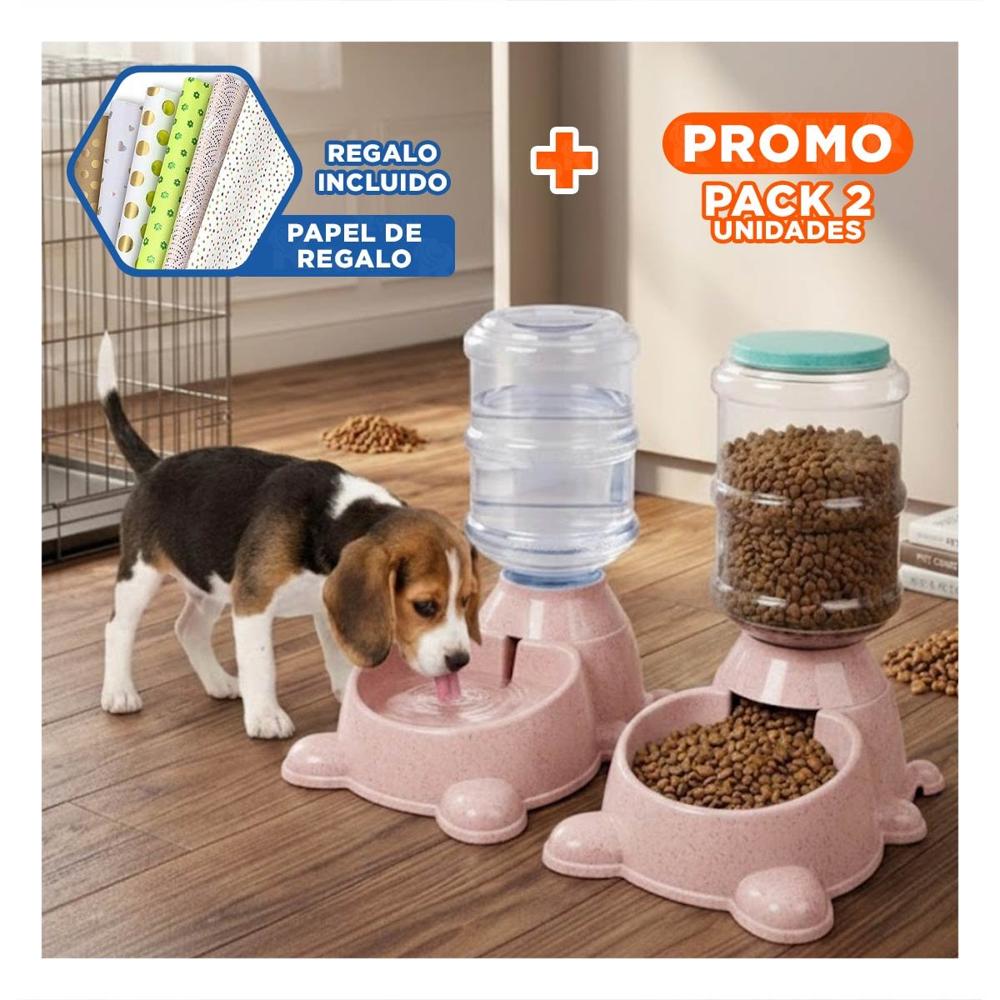 Pack2 Articulo Resistente para Perro Plomo Circular con Bidon Plastico Rosado Y+Papel Regalo