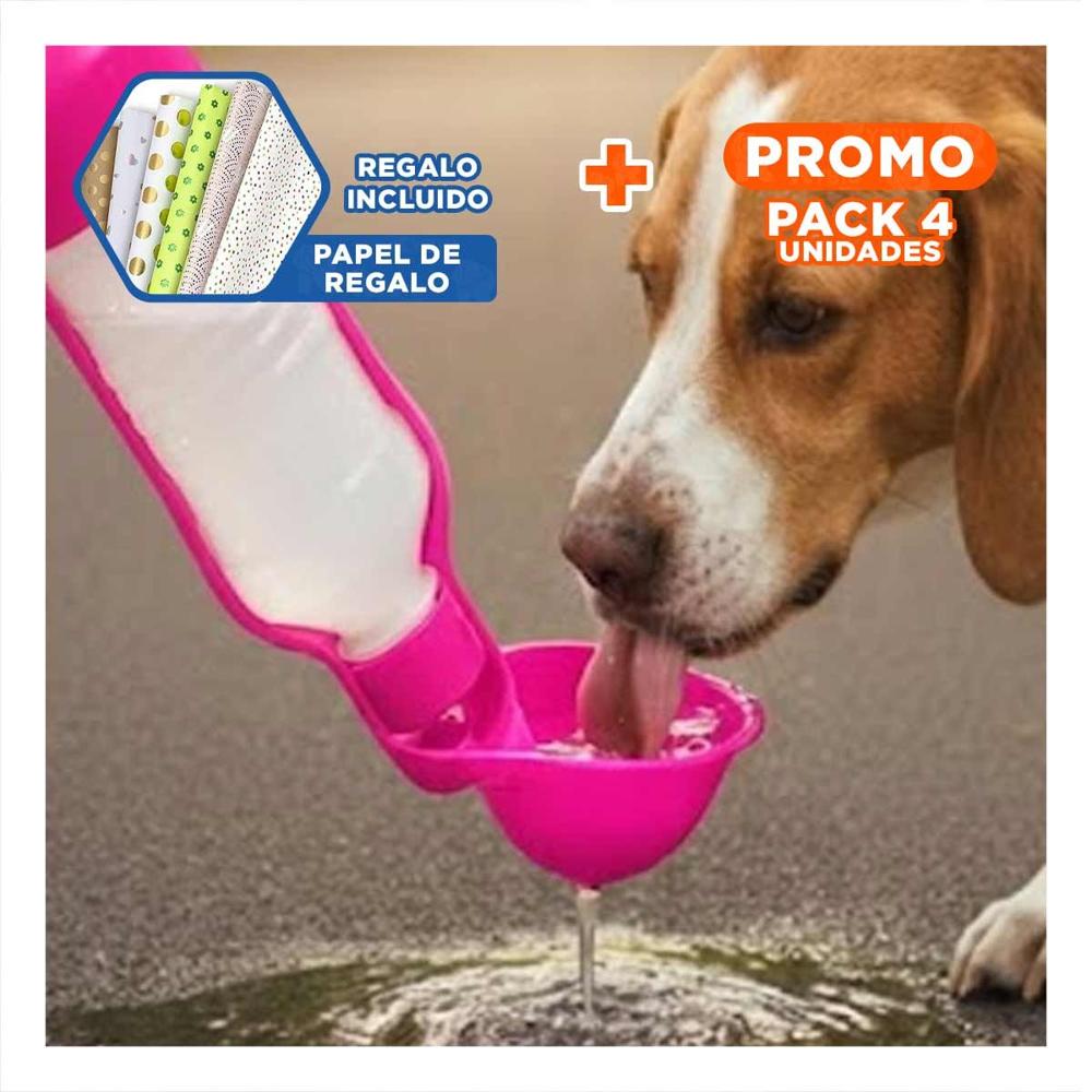Pack4 Deposito Compacto Rosado para Mascota con Funcion Practica en Salidas Y+Papel Regalo