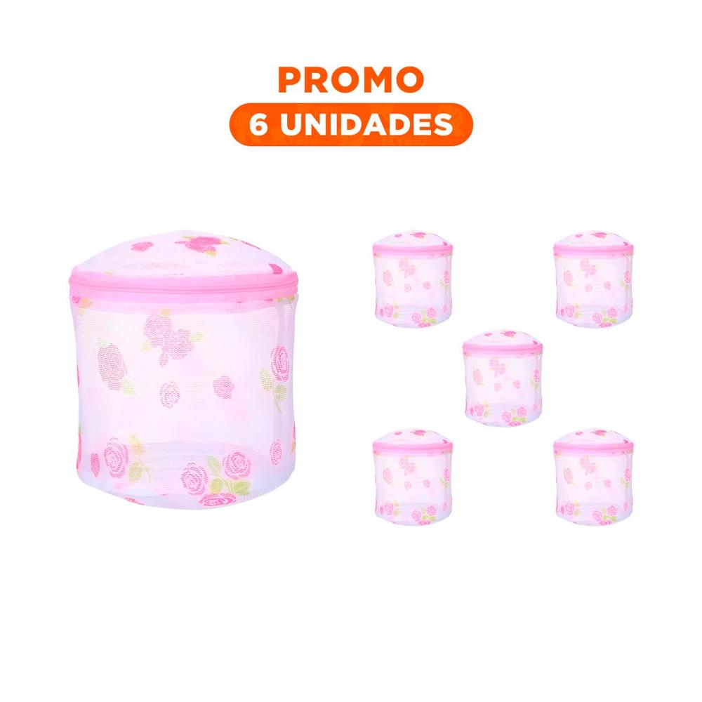 Pack6 Cobertor Malla Lavadora Ropa Diseno Cilindro Blanco con Flores Firme